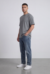 Men’s Tomato Store Regular Fit T-Shirt Rib Crew Neck Mini Neck Graphic Short Sleeves Stitch Lines
