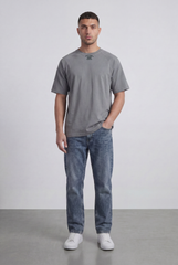 Men’s Tomato Store Regular Fit T-Shirt Rib Crew Neck Mini Neck Graphic Short Sleeves Stitch Lines