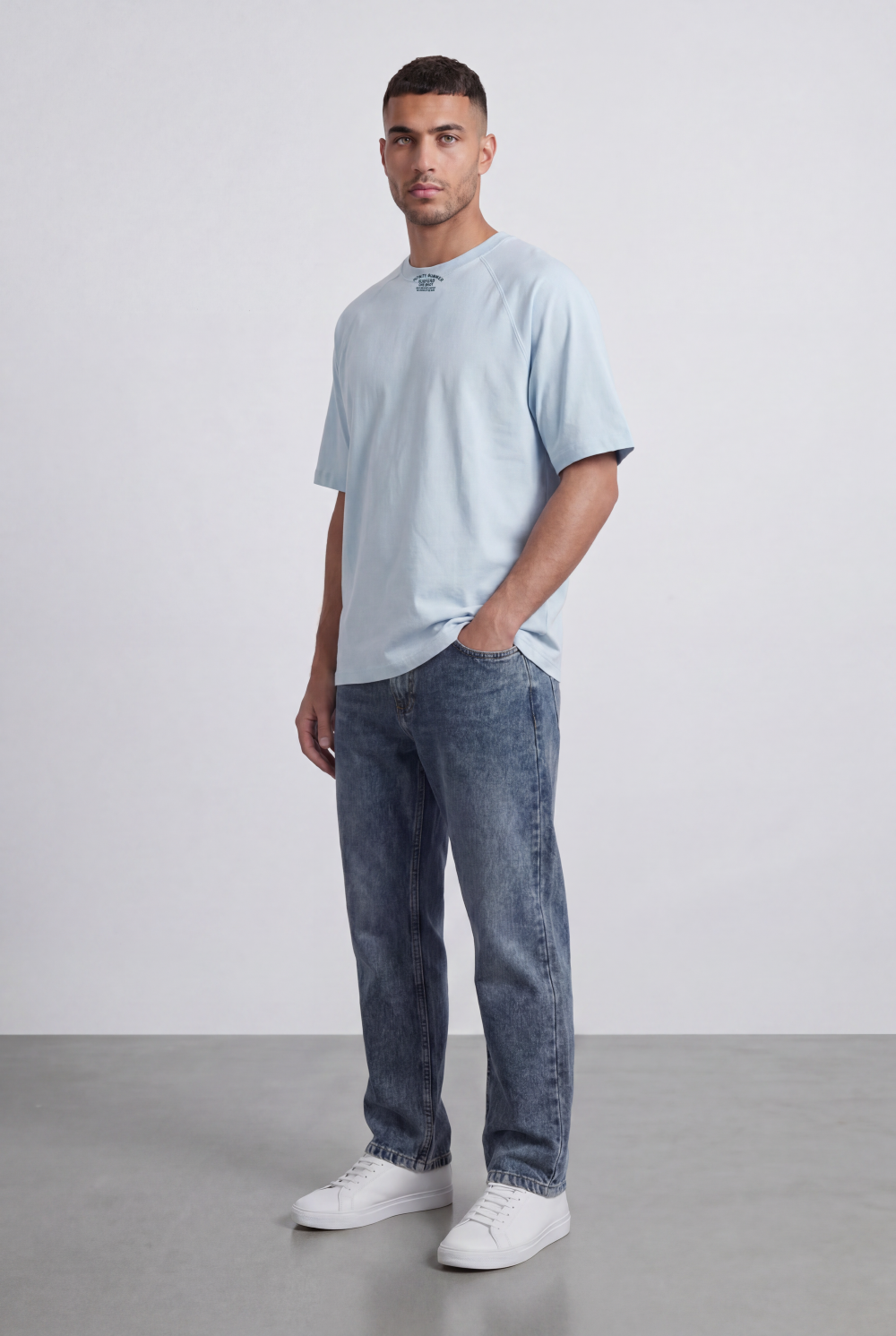 Men’s Tomato Store Regular Fit T-Shirt Rib Crew Neck Mini Neck Graphic Short Sleeves Stitch Lines