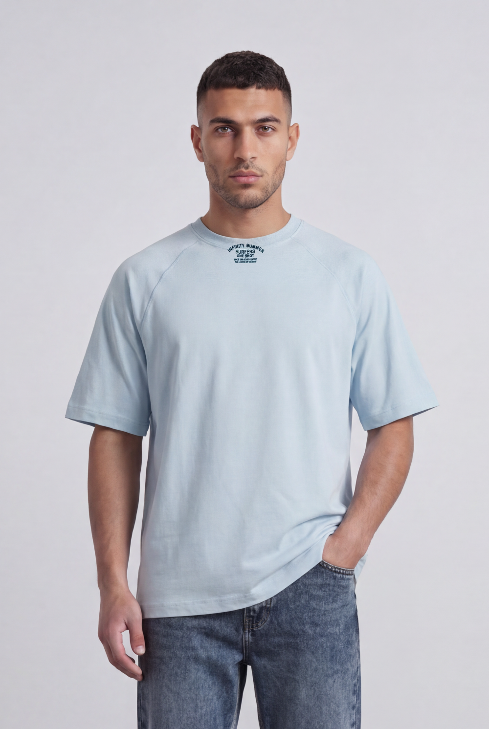 Men’s Tomato Store Regular Fit T-Shirt Rib Crew Neck Mini Neck Graphic Short Sleeves Stitch Lines