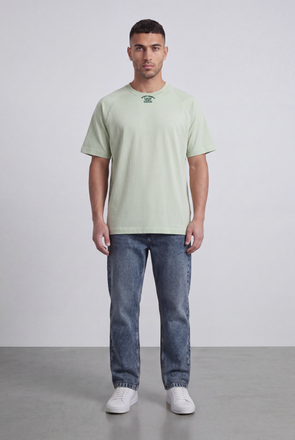 Men’s Tomato Store Regular Fit T-Shirt Rib Crew Neck Mini Neck Graphic Short Sleeves Stitch Lines