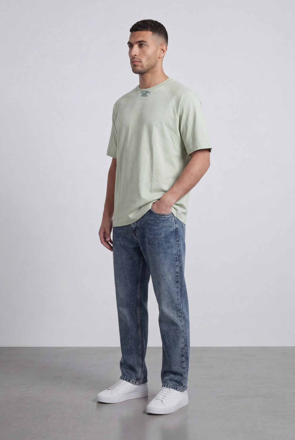 Men’s Tomato Store Regular Fit T-Shirt Rib Crew Neck Mini Neck Graphic Short Sleeves Stitch Lines
