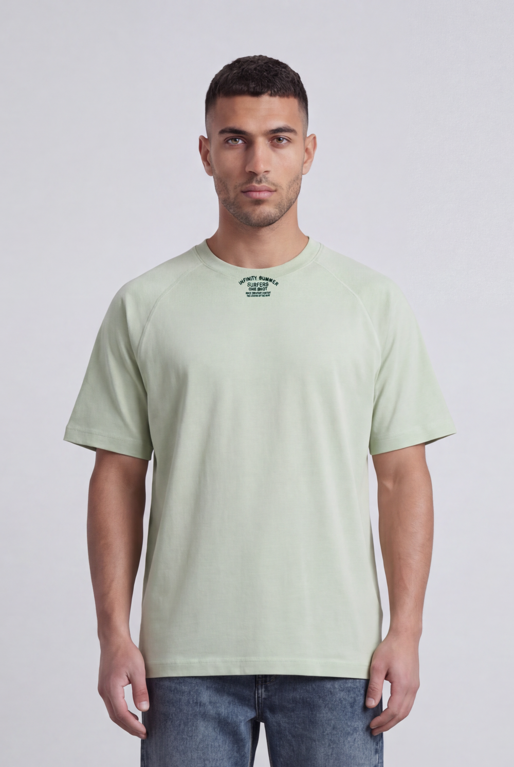 Men’s Tomato Store Regular Fit T-Shirt Rib Crew Neck Mini Neck Graphic Short Sleeves Stitch Lines