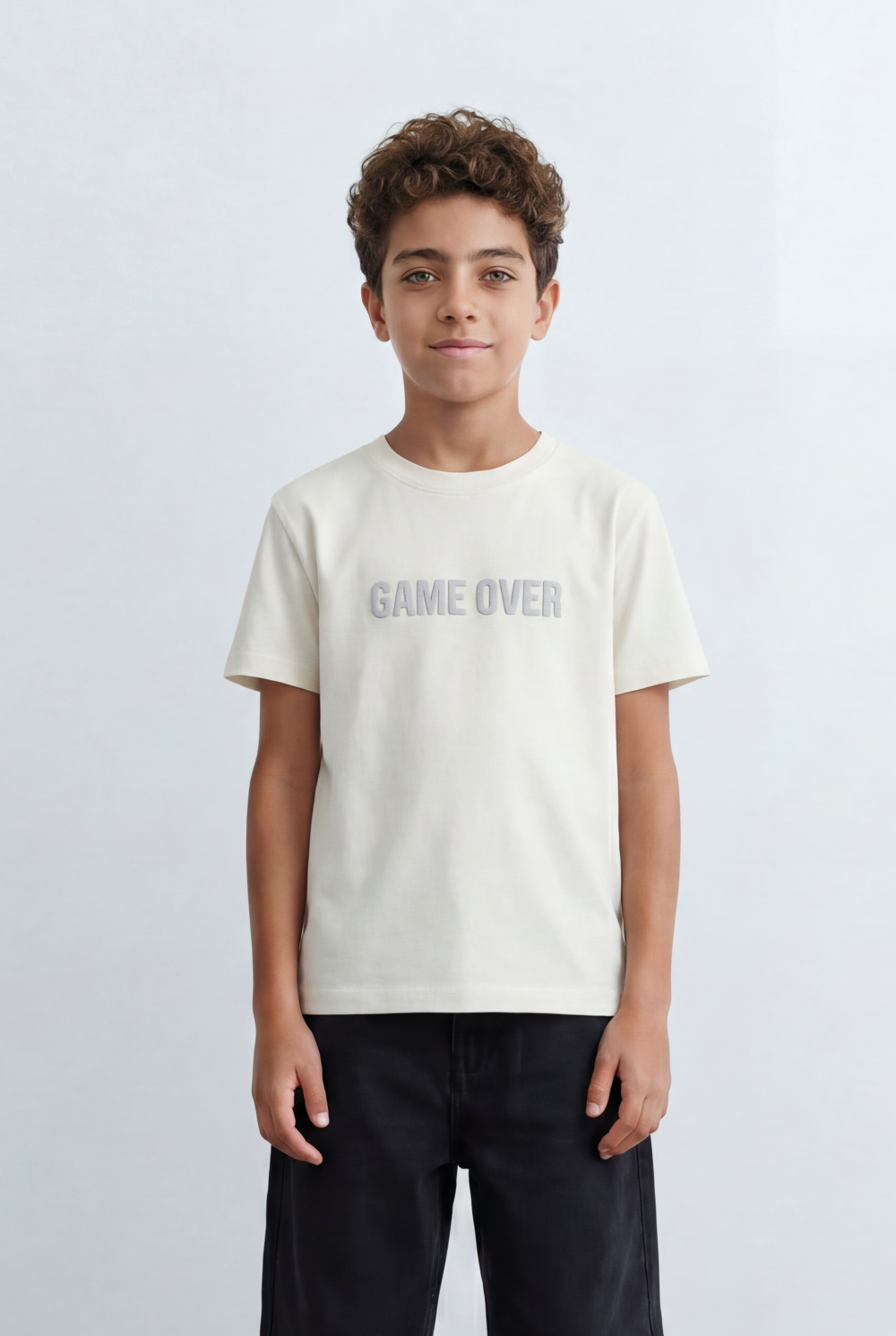 Boy's Tomato Store Minimal T-Shirt Raised Game Over Typography Detail