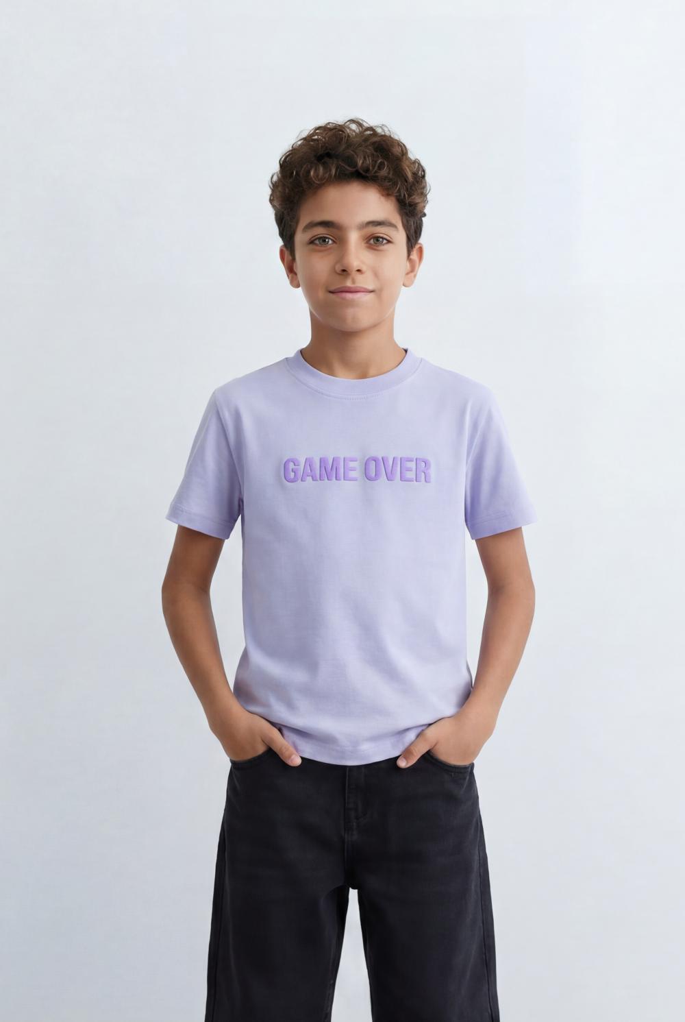 Boy's Tomato Store Minimal T-Shirt Raised Game Over Typography Detail