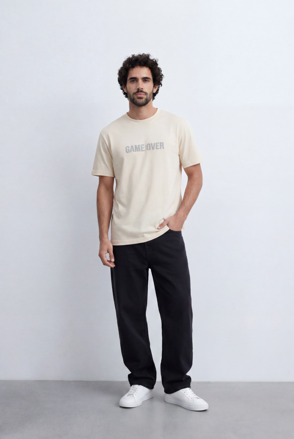 Men’s Tomato Store Minimal Statement T-Shirt Raised Game Over Typography Detail