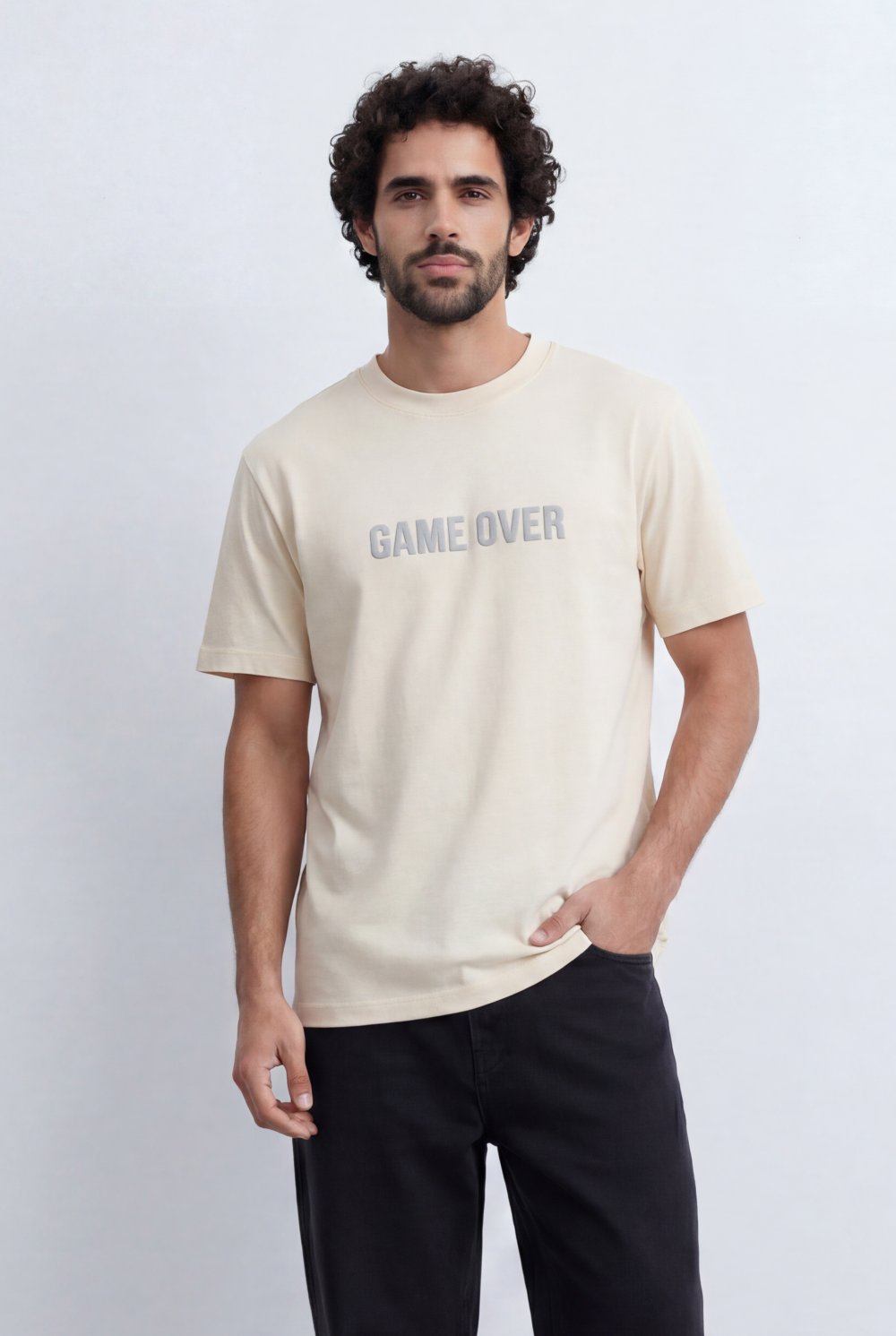 Men’s Tomato Store Minimal Statement T-Shirt Raised Game Over Typography Detail