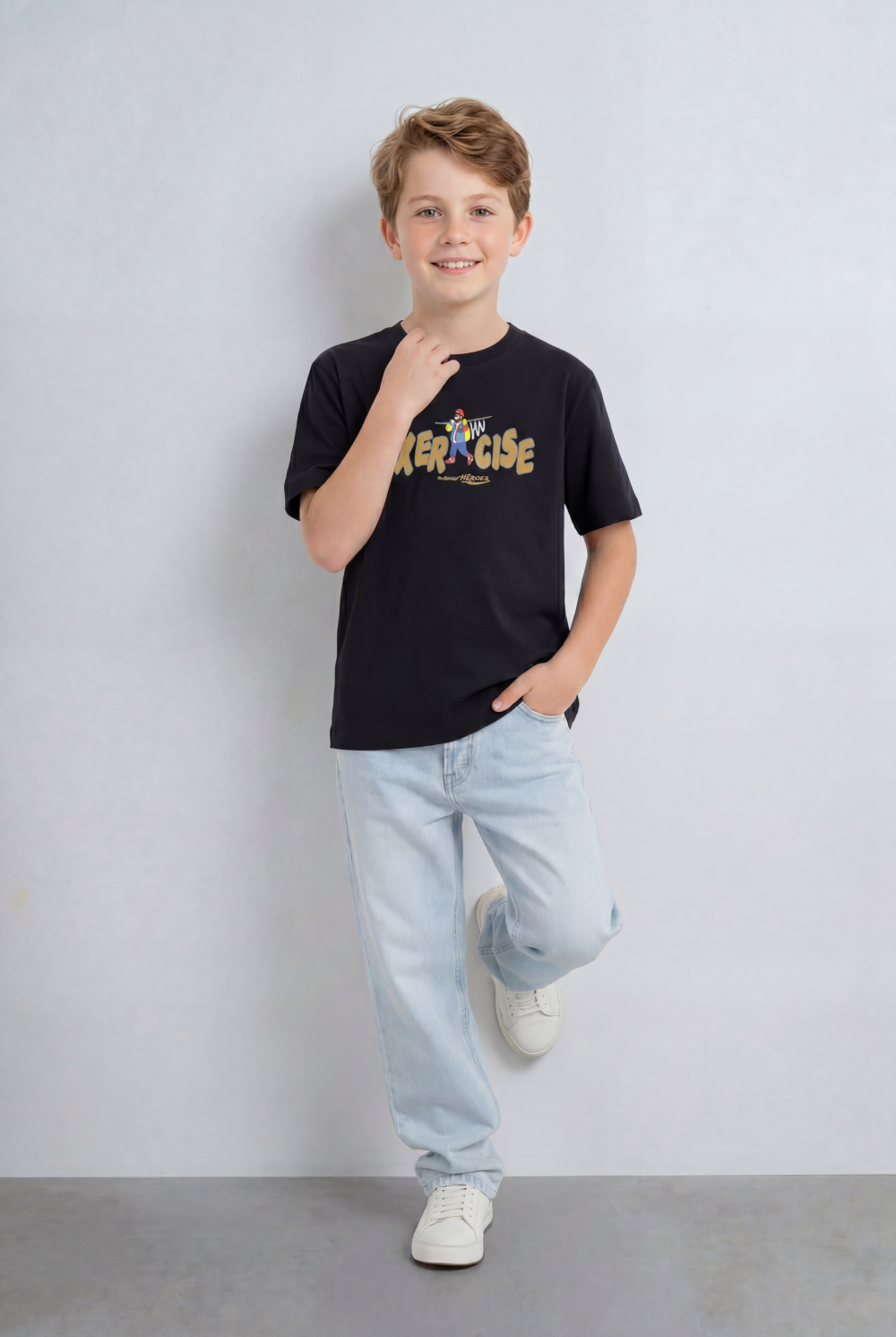 Boy's Tomato Store Graphic Tee Exercise Typography Print Cartoon Character Artwork