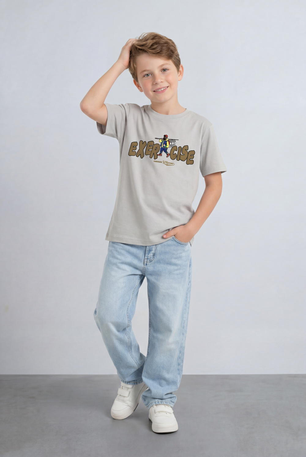 Boy's Tomato Store Graphic Tee Exercise Typography Print Cartoon Character Artwork