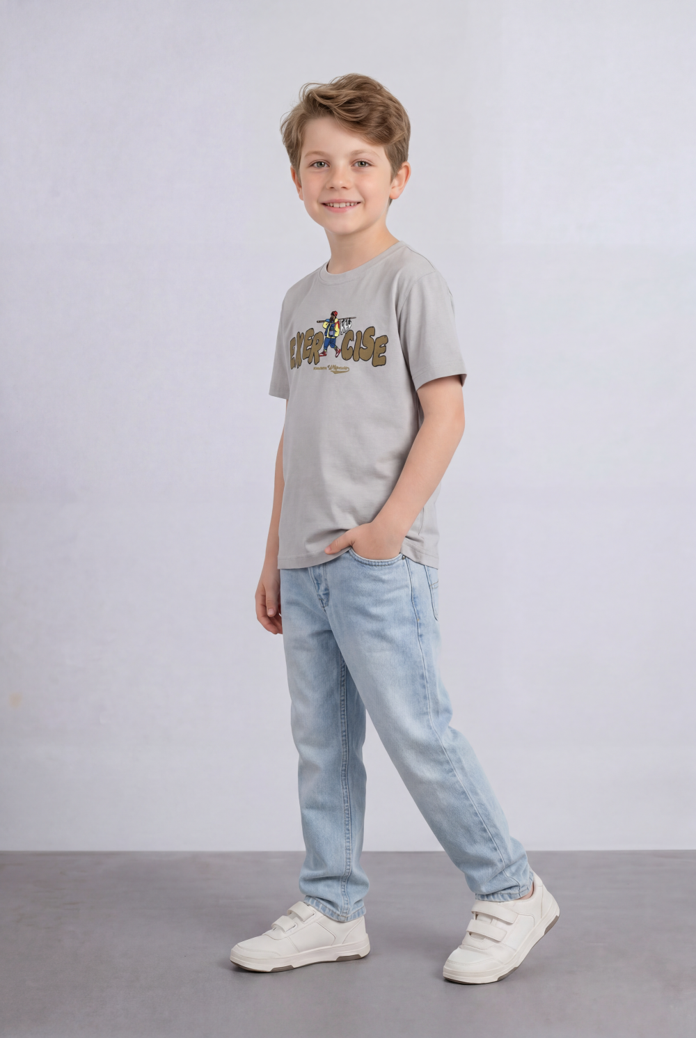 Boy's Tomato Store Graphic Tee Exercise Typography Print Cartoon Character Artwork