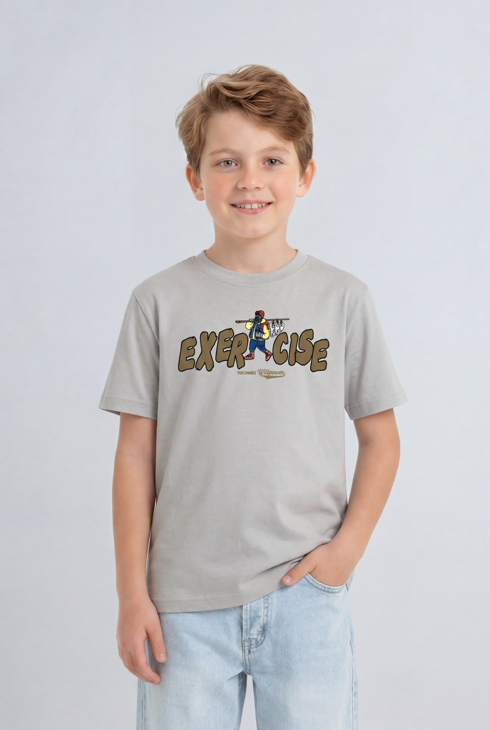 Boy's Tomato Store Graphic Tee Exercise Typography Print Cartoon Character Artwork