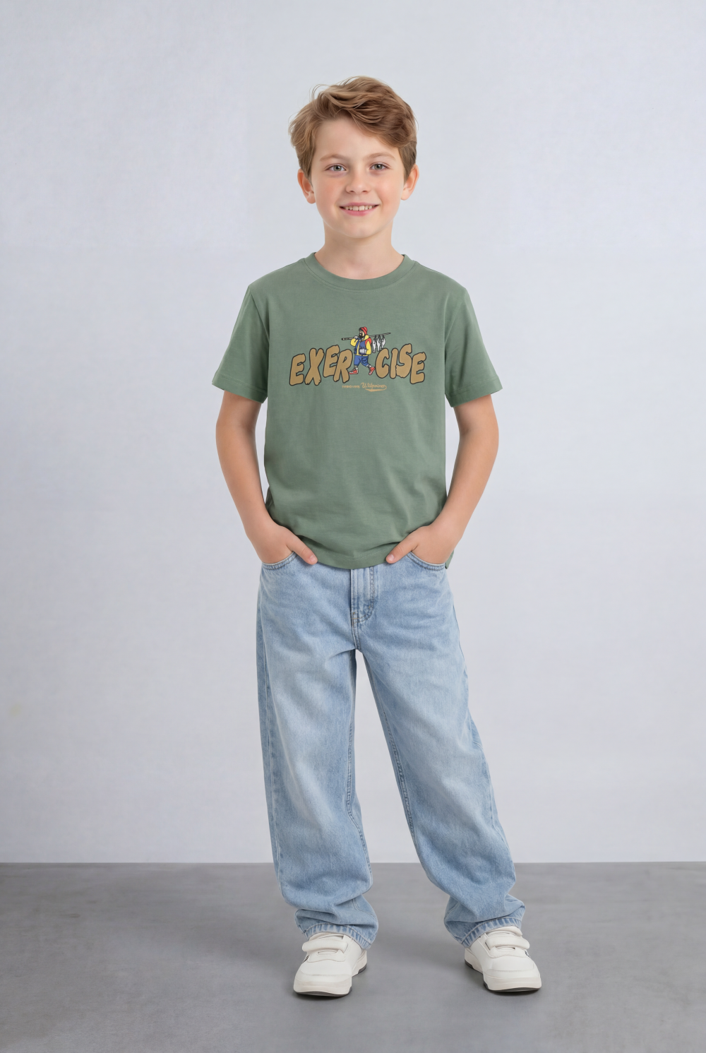 Boy's Tomato Store Graphic Tee Exercise Typography Print Cartoon Character Artwork