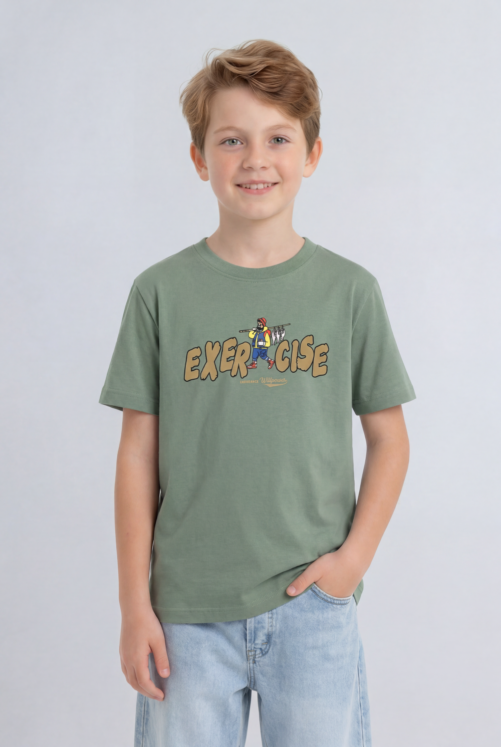 Boy's Tomato Store Graphic Tee Exercise Typography Print Cartoon Character Artwork