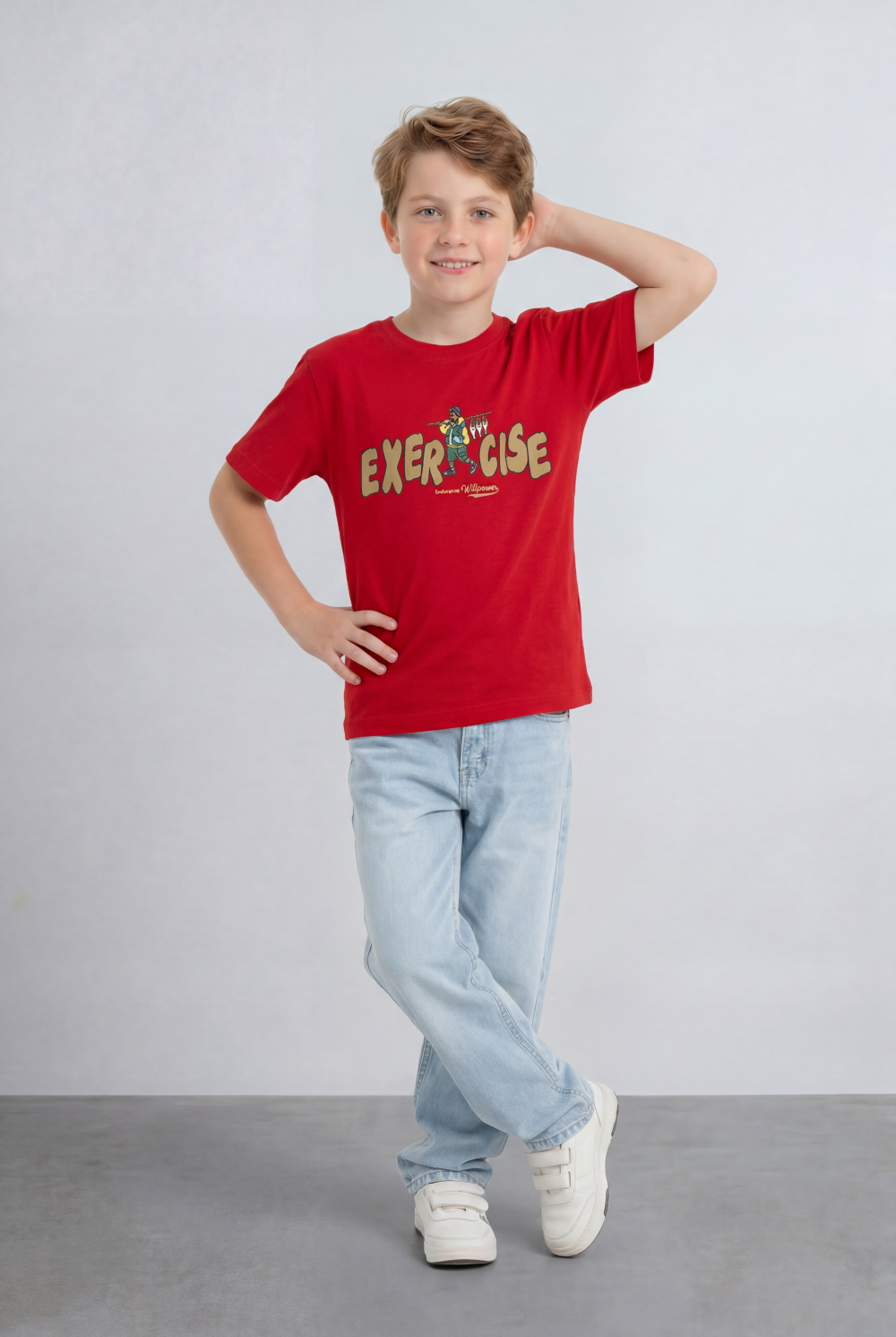 Boy's Tomato Store Graphic Tee Exercise Typography Print Cartoon Character Artwork