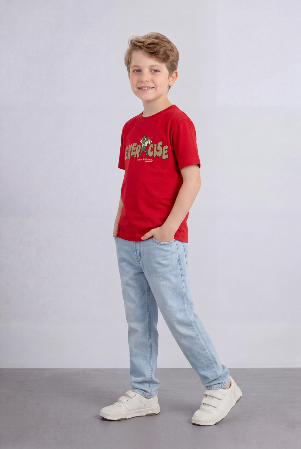 Boy's Tomato Store Graphic Tee Exercise Typography Print Cartoon Character Artwork