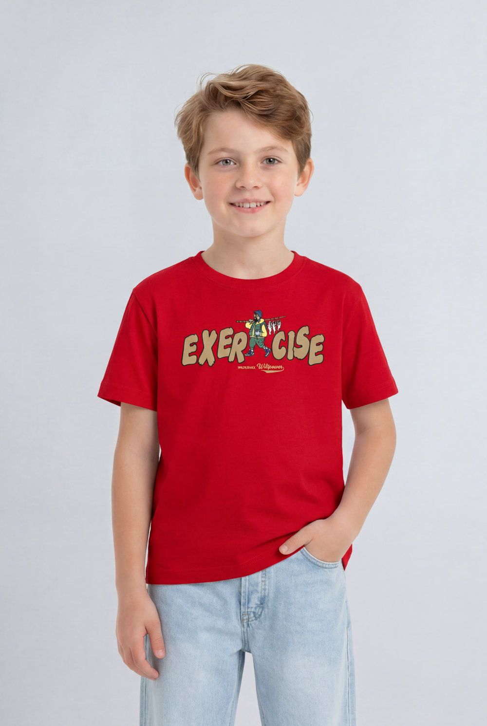 Boy's Tomato Store Graphic Tee Exercise Typography Print Cartoon Character Artwork