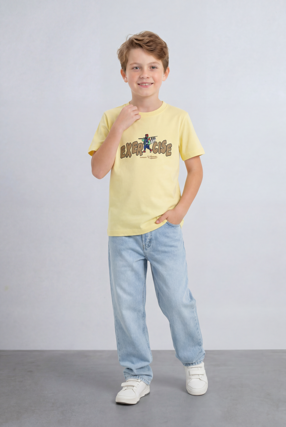 Boy's Tomato Store Graphic Tee Exercise Typography Print Cartoon Character Artwork