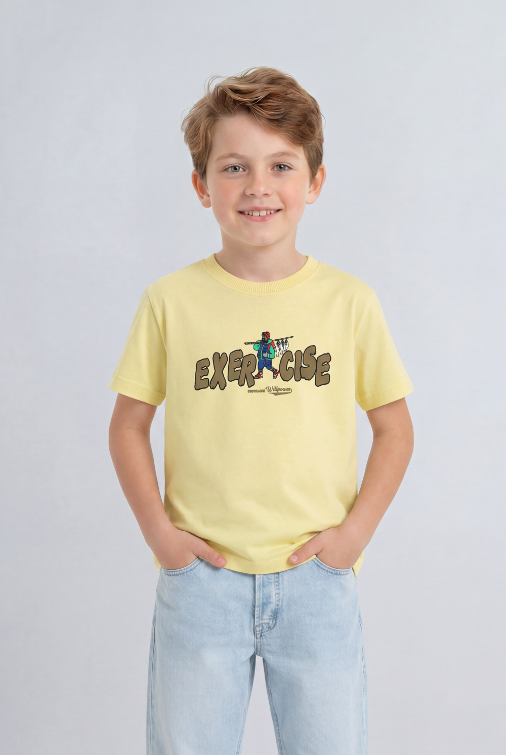 Boy's Tomato Store Graphic Tee Exercise Typography Print Cartoon Character Artwork