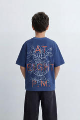 Boy’s Tomato Store Oversized T-Shirt Large Back Graphic Print, Hand Drawn Typography