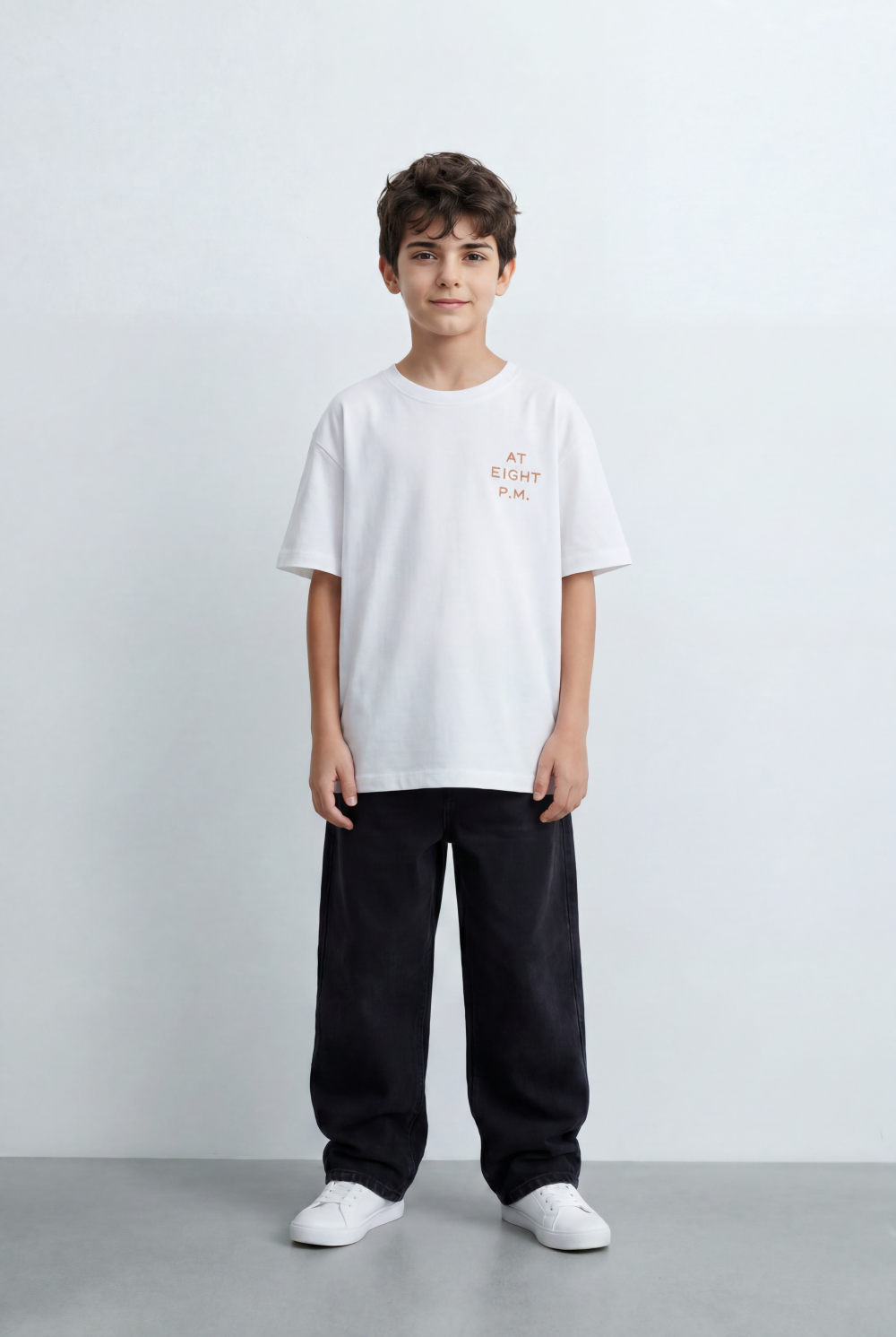 Boy’s Tomato Store Oversized T-Shirt Large Back Graphic Print, Hand Drawn Typography