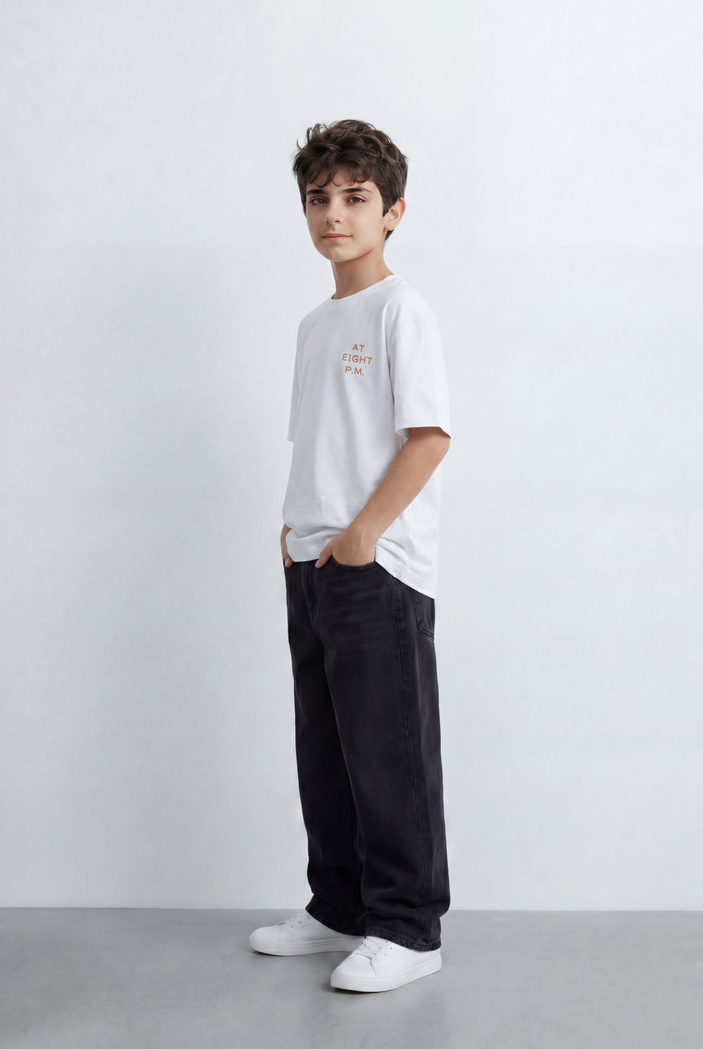 Boy’s Tomato Store Oversized T-Shirt Large Back Graphic Print, Hand Drawn Typography
