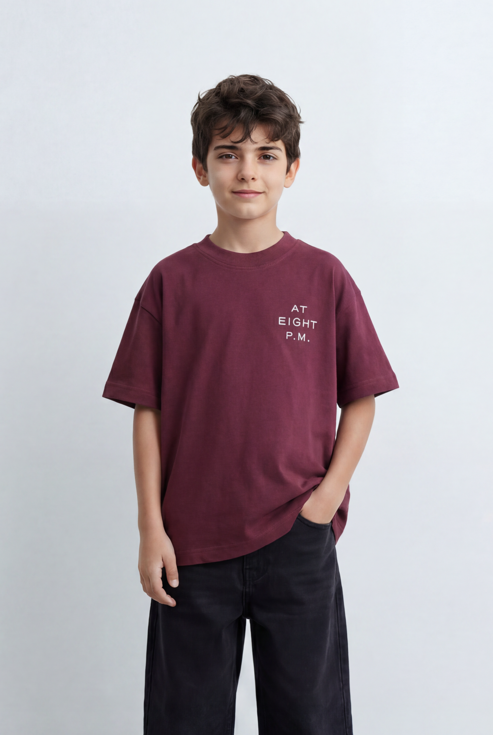 Boy’s Tomato Store Oversized T-Shirt Large Back Graphic Print, Hand Drawn Typography
