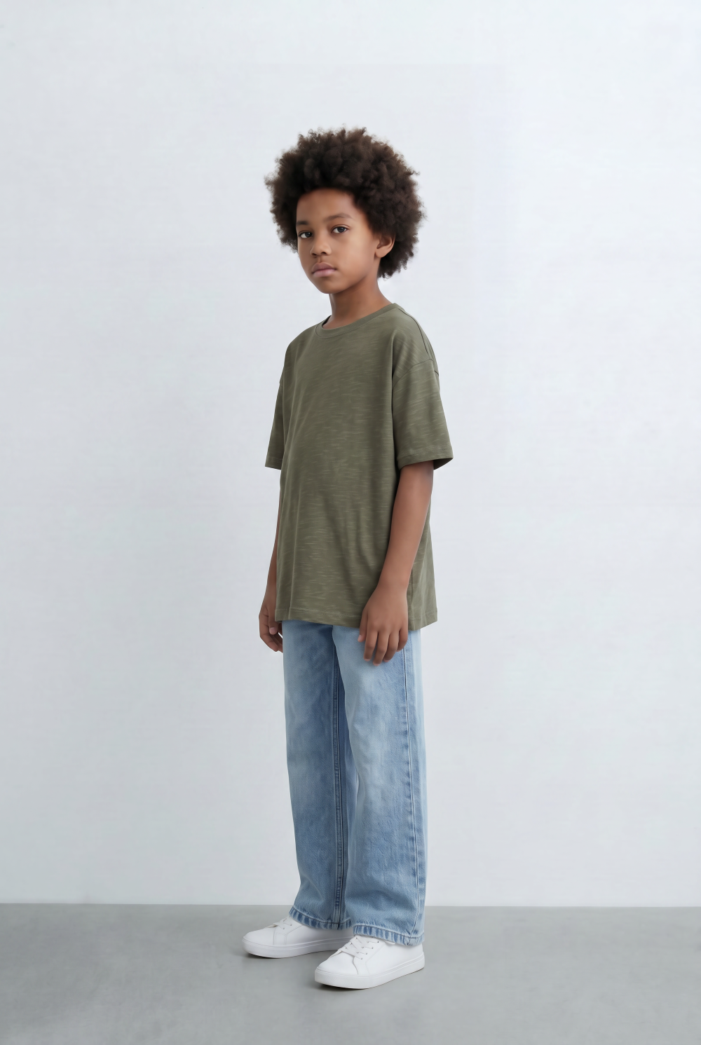 Boy's Tomato Store Slub Basic T-Shirt Textured Surface Relaxed Oversized Fit