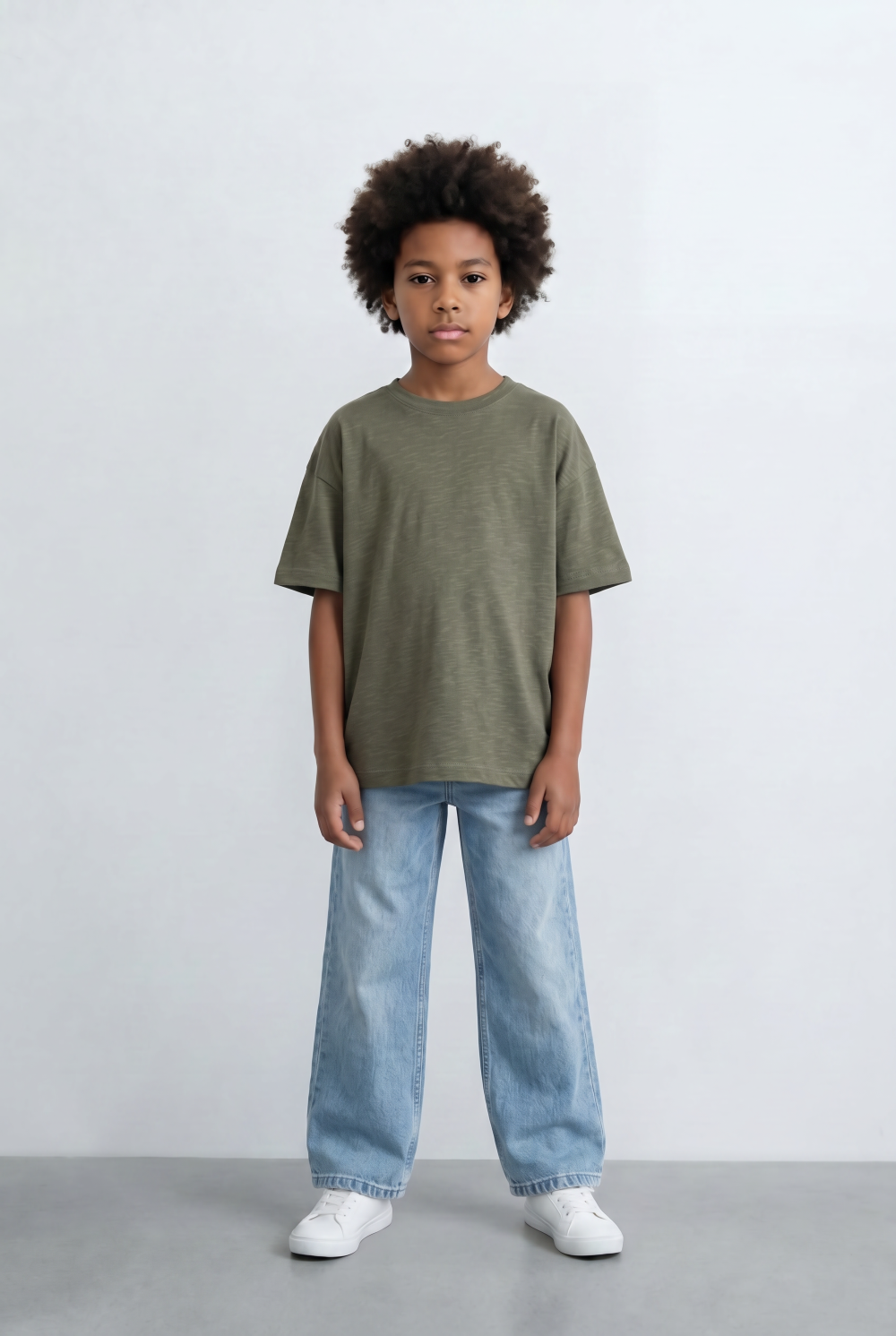Boy's Tomato Store Slub Basic T-Shirt Textured Surface Relaxed Oversized Fit