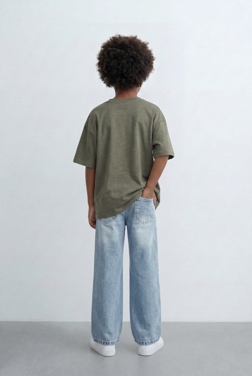 Boy's Tomato Store Slub Basic T-Shirt Textured Surface Relaxed Oversized Fit
