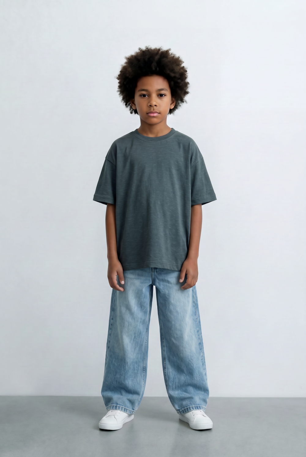 Boy's Tomato Store Slub Basic T-Shirt Textured Surface Relaxed Oversized Fit