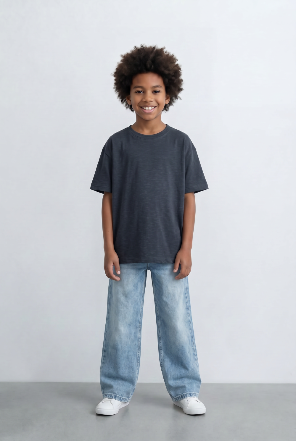 Boy's Tomato Store Slub Basic T-Shirt Textured Surface Relaxed Oversized Fit