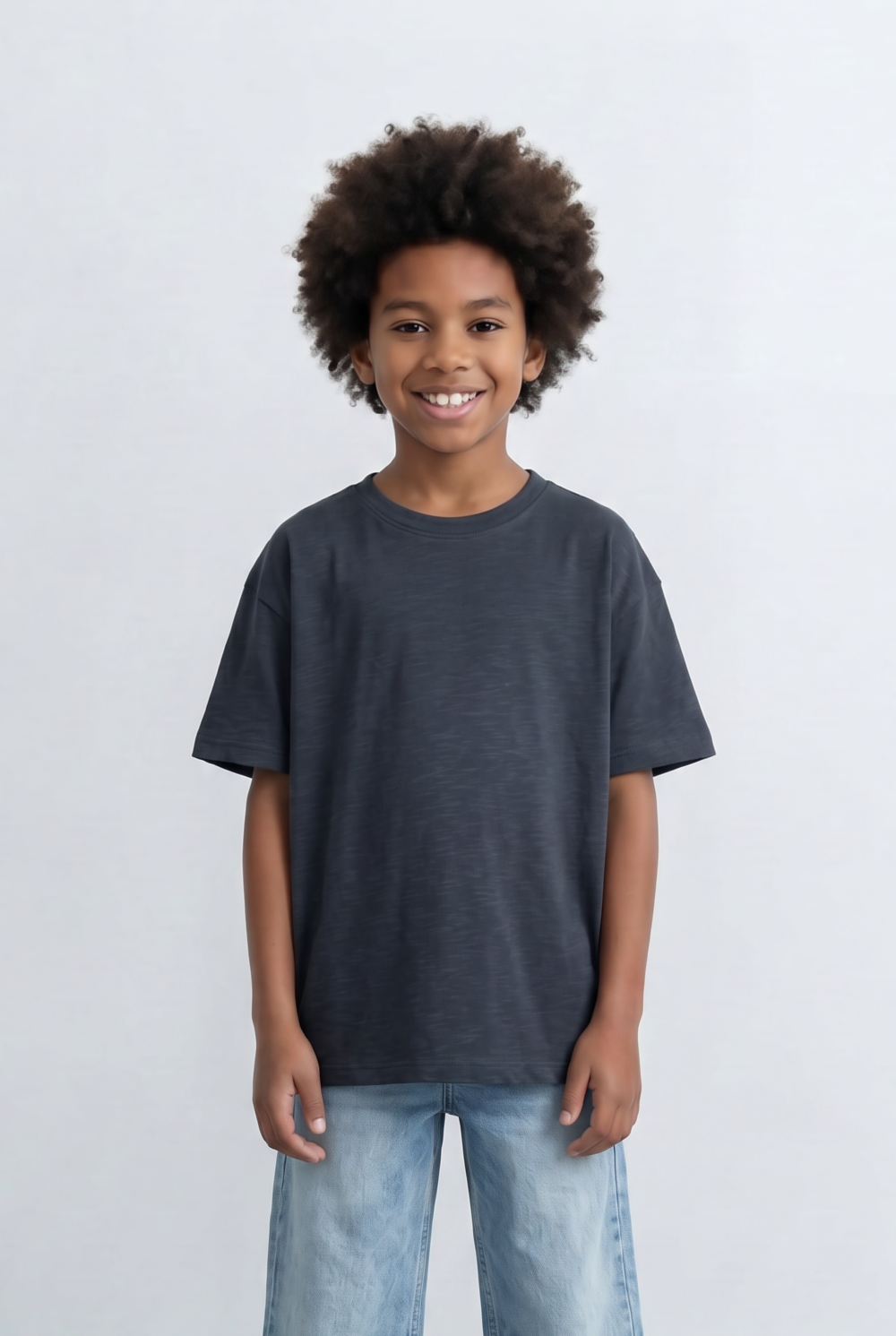 Boy's Tomato Store Slub Basic T-Shirt Textured Surface Relaxed Oversized Fit