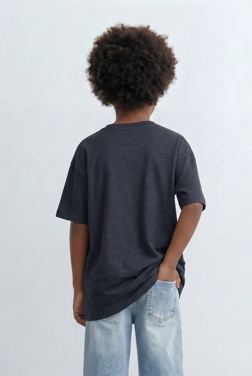 Boy's Tomato Store Slub Basic T-Shirt Textured Surface Relaxed Oversized Fit