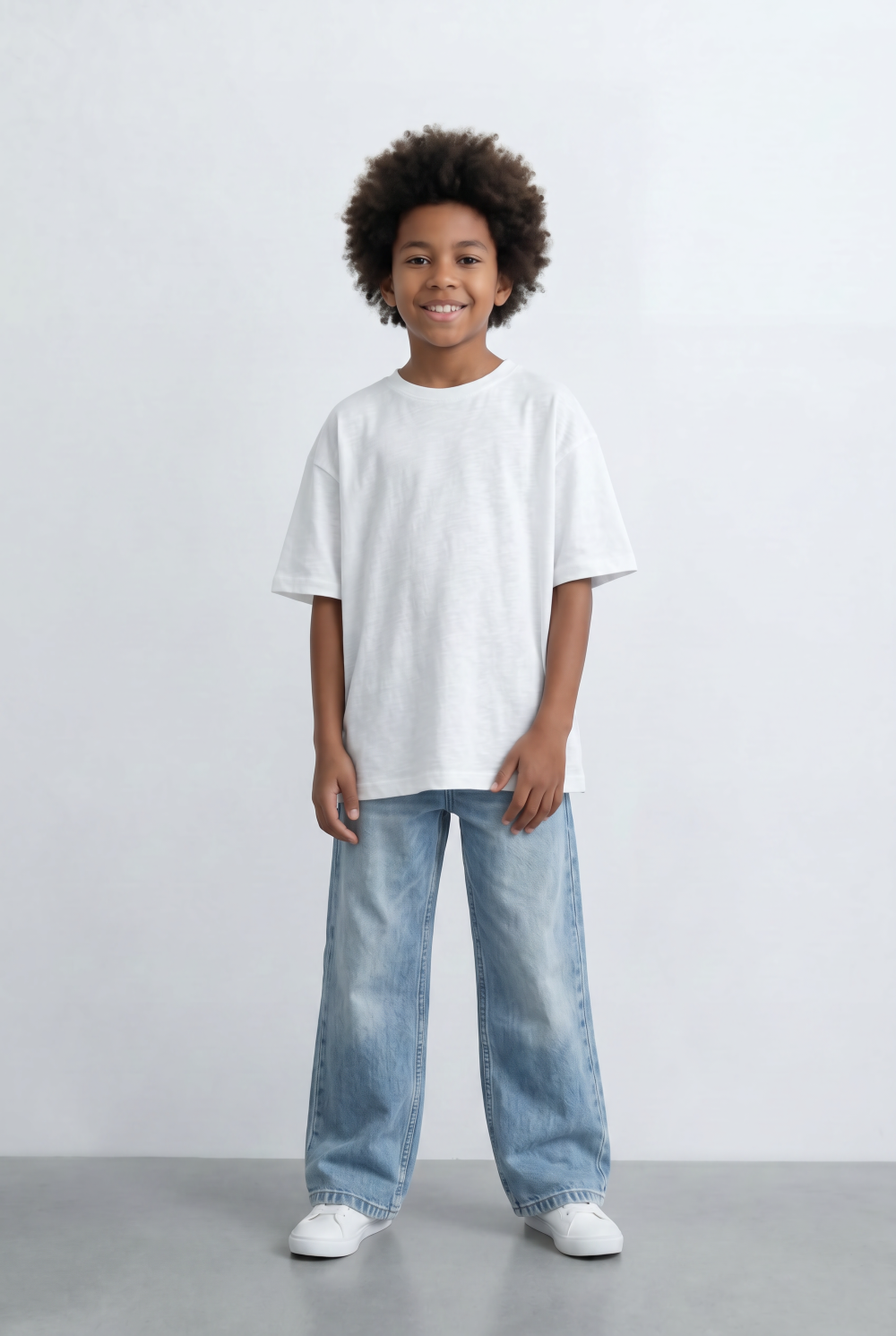 Boy's Tomato Store Slub Basic T-Shirt Textured Surface Relaxed Oversized Fit