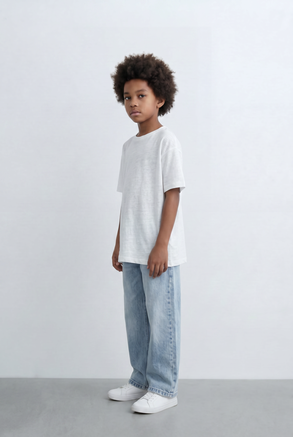 Boy's Tomato Store Slub Basic T-Shirt Textured Surface Relaxed Oversized Fit