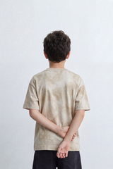 Boy's Tomato Store Dust Crest T-Shirt Cloud Wash Texture Blended With Tonal Raised Emblem Artwork Oversized