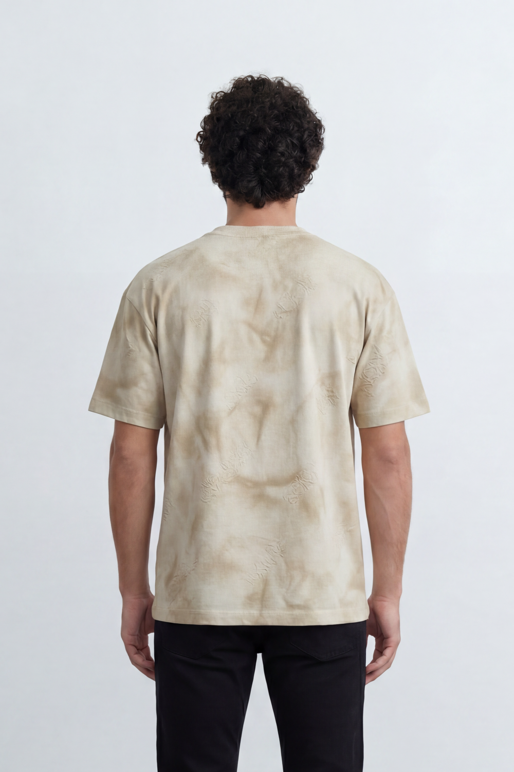 Men’s Tomato Store Sandstorm Fade T-Shirt With Allover Mineral Wash Texture Tonal Cloudy Surface Subtle Distress Marks Relaxed fit