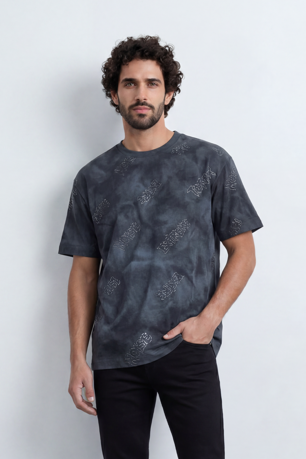 Men’s Tomato Store Sandstorm Fade T-Shirt With Allover Mineral Wash Texture Tonal Cloudy Surface Subtle Distress Marks Relaxed fit