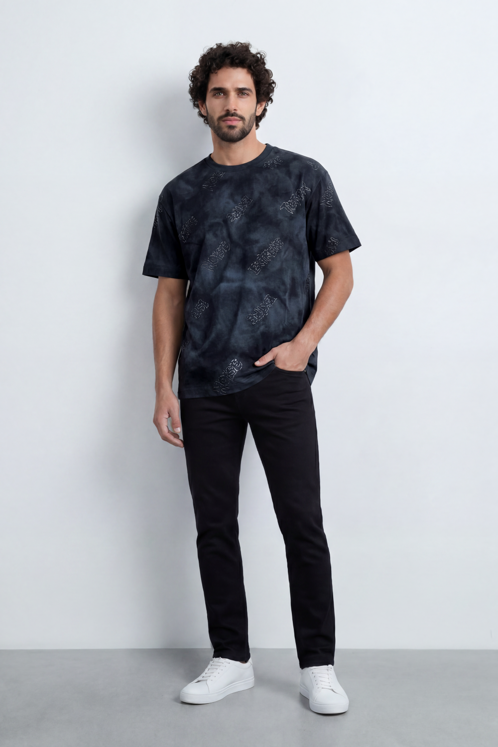 Men’s Tomato Store Sandstorm Fade T-Shirt With Allover Mineral Wash Texture Tonal Cloudy Surface Subtle Distress Marks Relaxed fit
