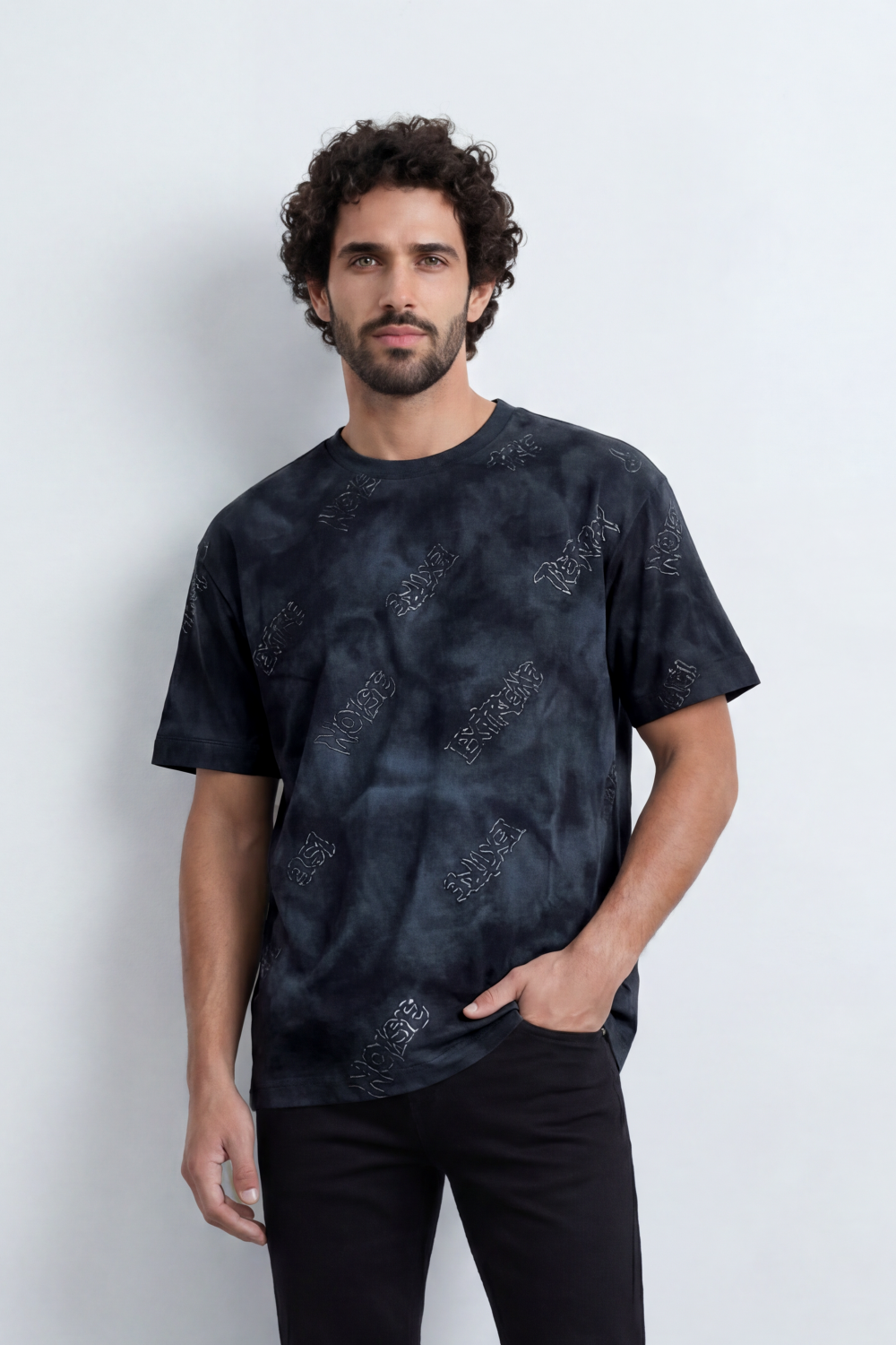 Men’s Tomato Store Sandstorm Fade T-Shirt With Allover Mineral Wash Texture Tonal Cloudy Surface Subtle Distress Marks Relaxed fit