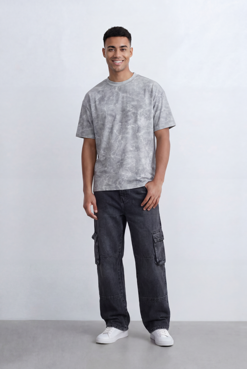 Men’s Tomato Store Washed T-Shirt All Over Cloud Wash Effect Clean Minimal Design