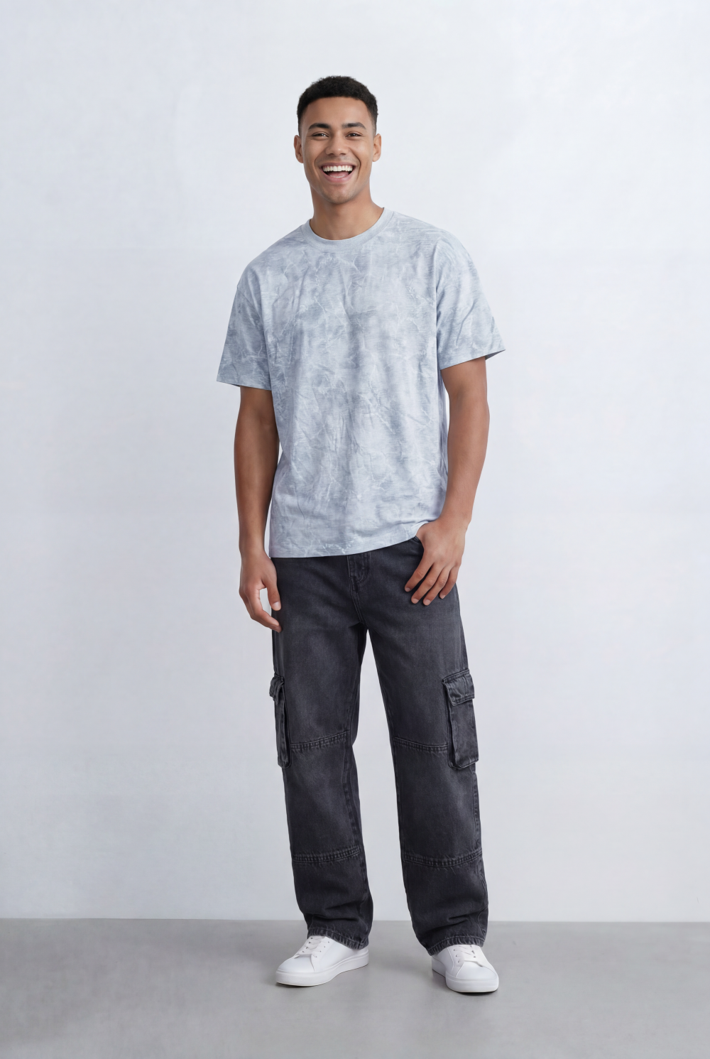 Men’s Tomato Store Washed T-Shirt All Over Cloud Wash Effect Clean Minimal Design