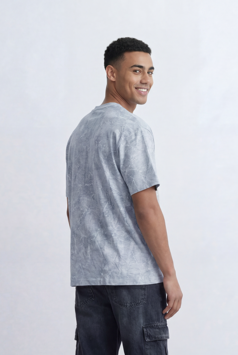 Men’s Tomato Store Washed T-Shirt All Over Cloud Wash Effect Clean Minimal Design