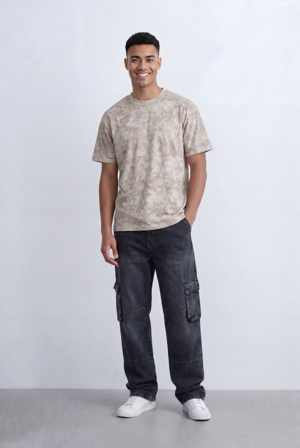 Men’s Tomato Store Washed T-Shirt All Over Cloud Wash Effect Clean Minimal Design