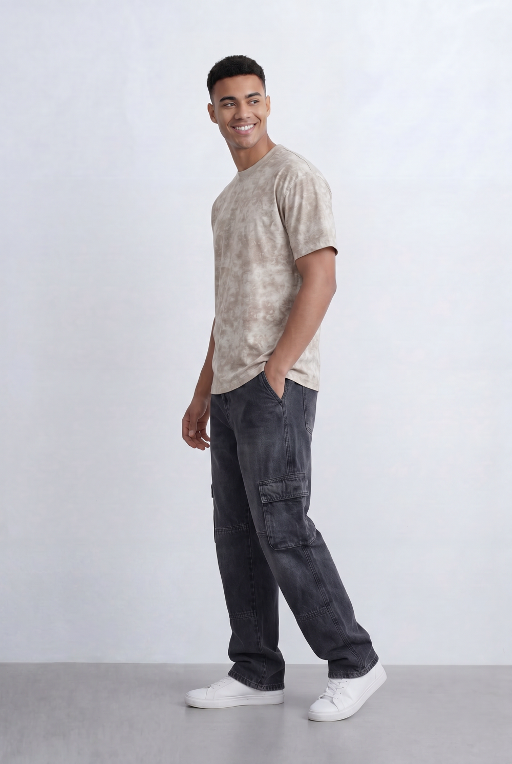 Men’s Tomato Store Washed T-Shirt All Over Cloud Wash Effect Clean Minimal Design