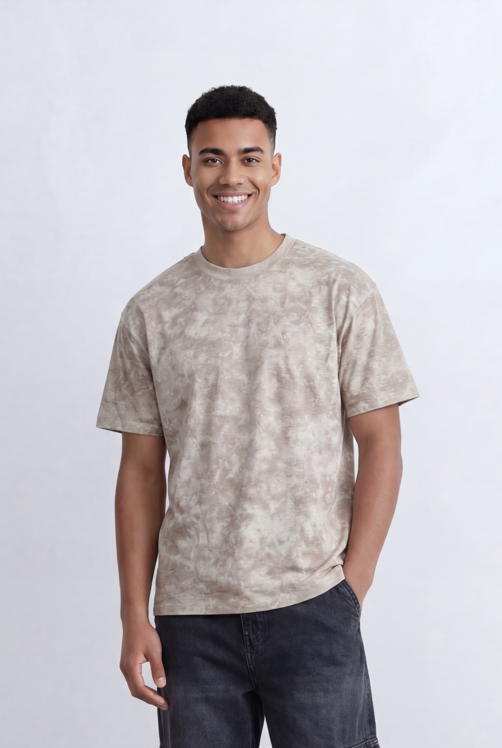 Men’s Tomato Store Washed T-Shirt All Over Cloud Wash Effect Clean Minimal Design