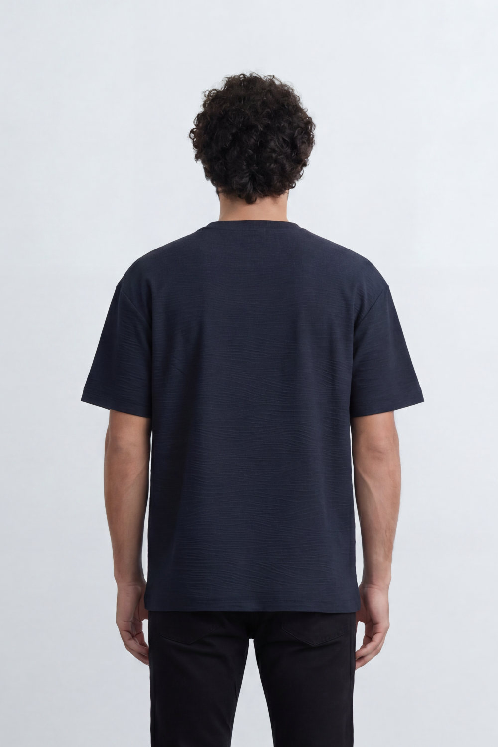Men’s Tomato Store Shadow Ripple T-Shirt Fine Wave Texture Across The Body Plain Front Oversized Street Shape