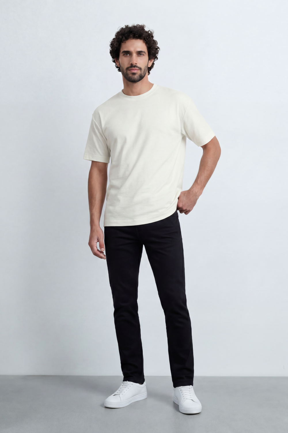 Men’s Tomato Store Shadow Ripple T-Shirt Fine Wave Texture Across The Body Plain Front Oversized Street Shape