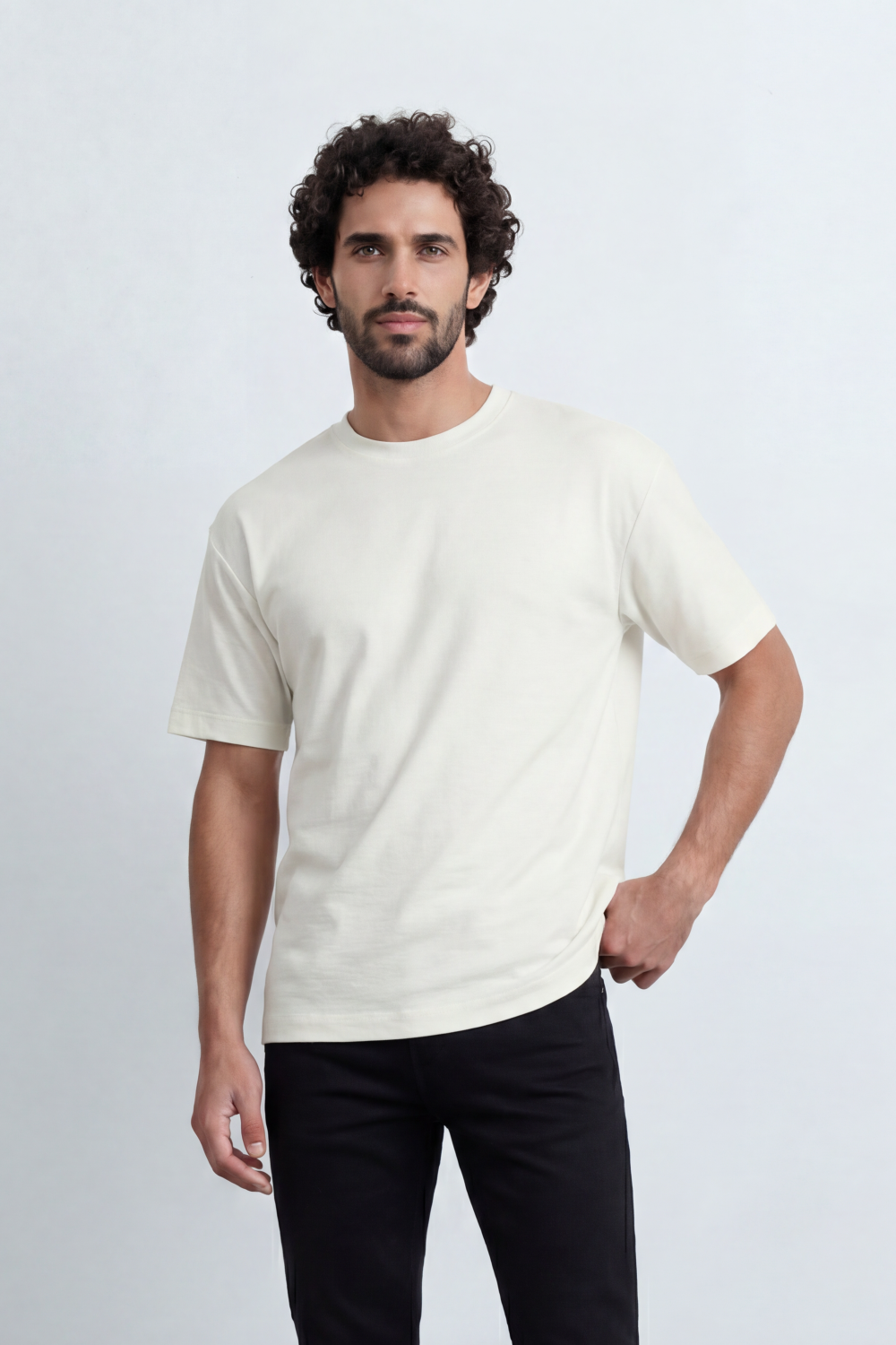 Men’s Tomato Store Shadow Ripple T-Shirt Fine Wave Texture Across The Body Plain Front Oversized Street Shape