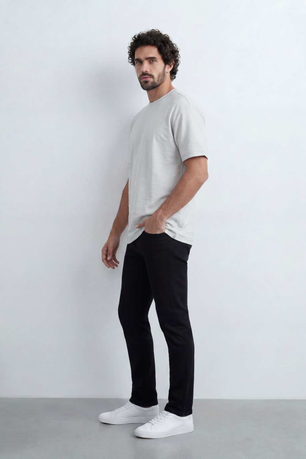Men’s Tomato Store Shadow Ripple T-Shirt Fine Wave Texture Across The Body Plain Front Oversized Street Shape